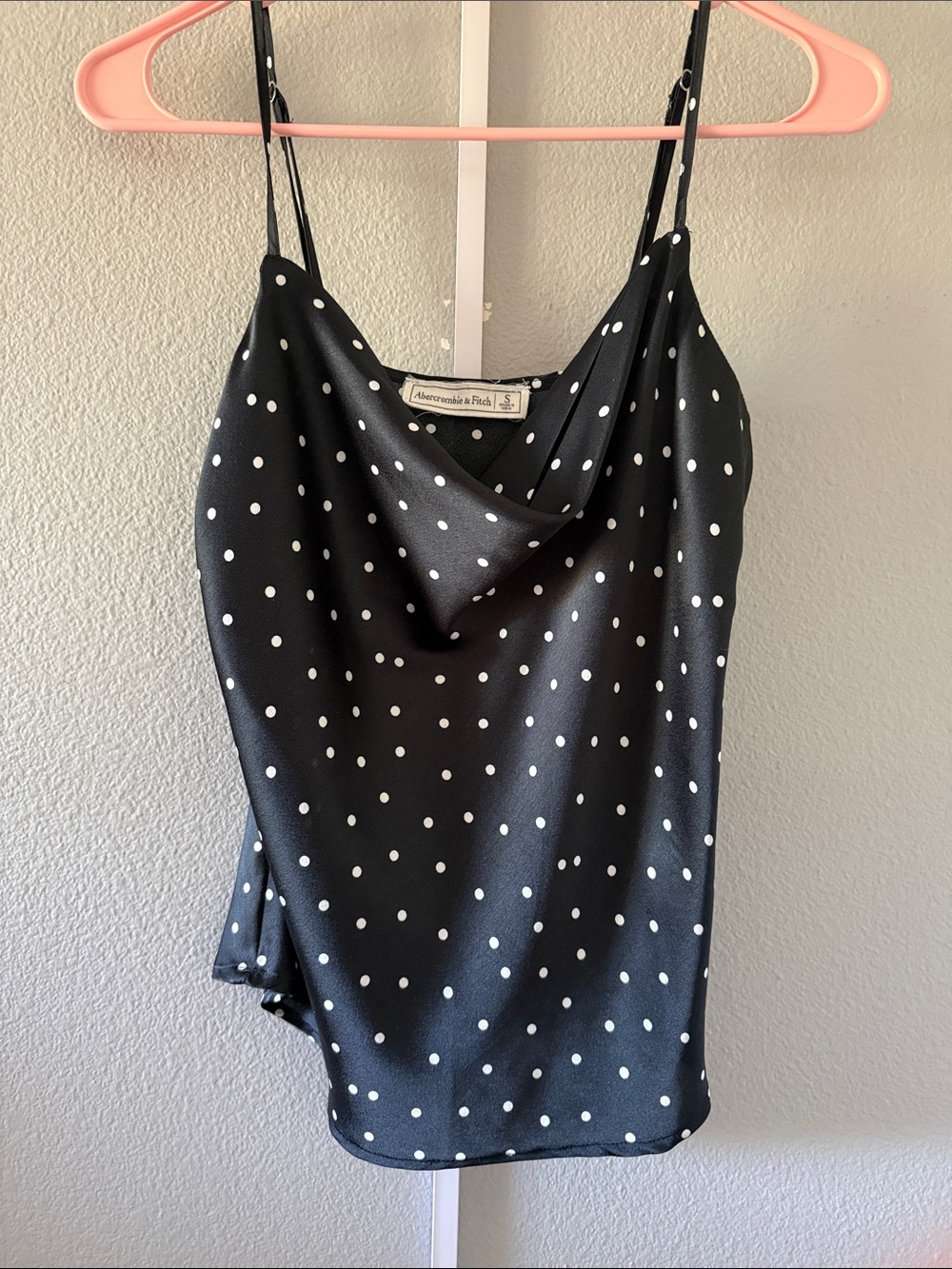 Abercrombie & Fitch Black & White Polka Dot Cowl Neck Cami